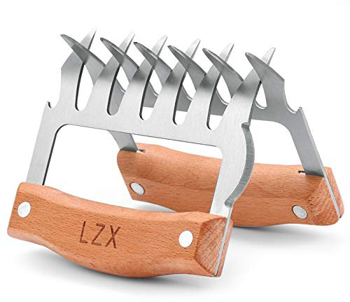 Meat Claws, Metal Meat Shredder Claws Set of 2, Stainless Steel Pulled Pork BBQ Forks with Wood Handle For Shredding, Smoker Cooking, Handling, Lifting,Barbecue Grilling,Carving Turkey,Chicken,Brisket