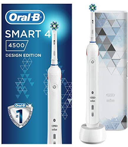 Oral-B Smart 4 uppladdningsbar elektrisk tandborste med 1 bluetooth-anslutet handtag, 1 borste och 1 resefodral gratis
