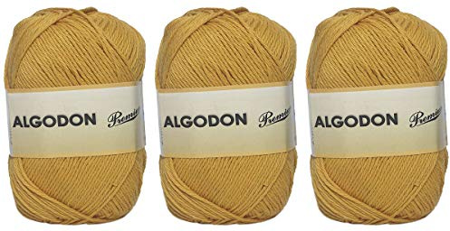 Baumwollgarn Premium-Baumwolle 100% Baumwolle, perfekt zum Selbermachen und Handstrickgarne (Senf Farbe, 100 g, aprox.220 m Packung mit 3 Stück)
