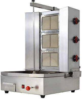 BNDHKR Shawarma Propane Gyro Machine Gas Kebab Doner Automatic Vertical Broiler with 3 Burners