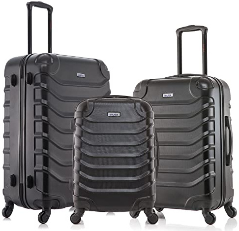 InUSA ENDURANCE Luggage with Spinner Wheels | Spacious Durable Lightweight Hardshell Suitcase, Travel Sets with Handle and Trolley | (20in, 24in, 28in) 3 Piece Luggage Set | Black