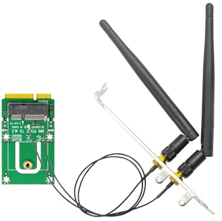 GLOTRENDS WA03 M.2 Key E to Mini PCIe WiFi Adapter für M.2 WiFi 4/5/6/6e/7 Modul, mit 3.5-dBi SMA Antennen Kits
