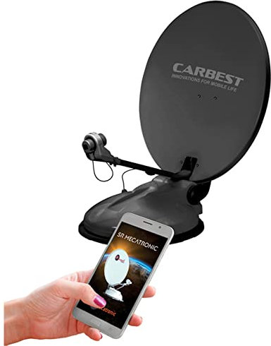 Carbest Camping-Sat-Anlage Travelsat 2 Single Sat-Anlage 68 cm, Bluetooth, Single LNB - Anthrazit für Wohnwagen, Wohnmobil