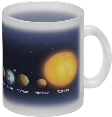 Planeten des Sonnensystems Glas Tasse schöne Tasse um die Planetennamen kennenzulernen oder als Geschenkidee für einen Astronomen Glas Tasse Perfekt für alle, die sich für