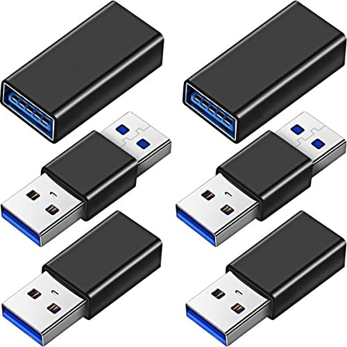 Xiatiaosann Adaptateur coupleur USB 3.0, convertisseur USB A femelle vers mâle, connecteur type A mâle vers femelle, 6 pièces