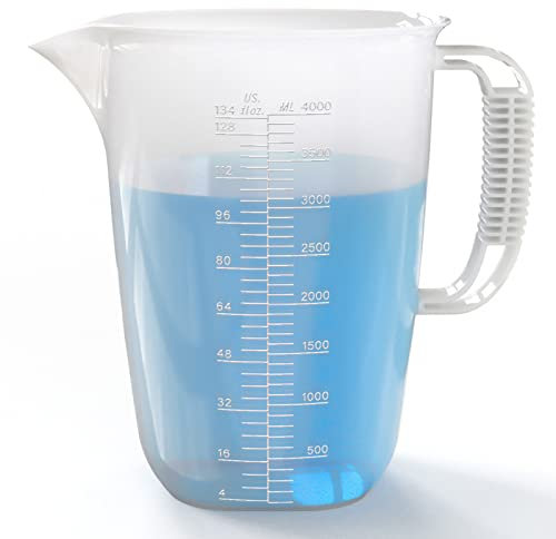WhiteRhino 4L Messbecher, extra großer Messbecher–Material in Lebensmittelqualität–abgestufter Messbecher ideal für Farbe, Chemikalien, Pool, Motoröl–Messkrug aus Kunststoff