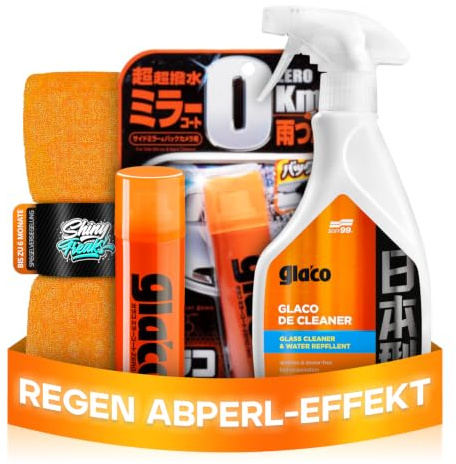 Auto Spiegelversiegelung Set: Glaco Mirror Coat Zero (40ml) Spiegel Versiegelung + Soft99 Glaco De Cleaner (500ml) Glasreiniger - Mit Abperleffekt für verbesserte Sicht bei Regen | 3-teilig