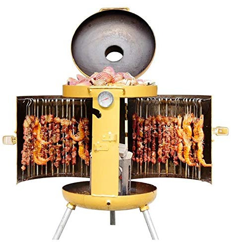 Vertikaler Grill, Holzkohlegrill, einstellbare Feuerkraft, Barbeque-Grill und Smoker für Garten, Camping, Kochen und Grillen im Freien