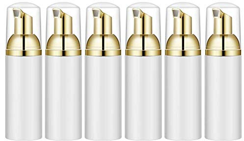 Barabesty 50 ml Schaumstoff mit goldener Pumpe, 6 Stück, leere -Schaumspender für Seife, Shampoo, Gold + Weiß