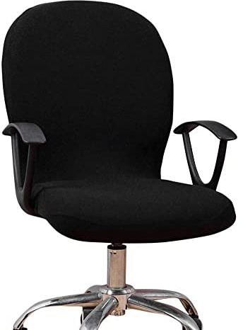 HREDZEO Stretch Office Chair Covers Universal Fit Black - Elastic Computer Desk Chair Seat Cover Washable Removable for Swivel Chairs