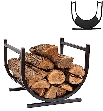 SUBTLETY Metall Kaminholzregal 44x37x40cm U-Förmiges Holzlager mit Stabile Sockel Pulverbeschichtung Kaminholzständer Holzscheite Feuerholzregal Brennholzregal für Innen & Aussen