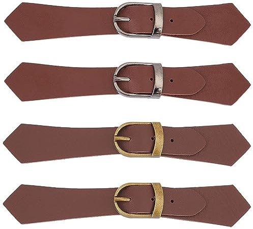 GORGECRAFT 4 uppsättningar 2 färger PU-läder att sy på flikar clips bruna tryckknappar för att sy på jackspännen metall-läder-mantel ersättning handgjord dekoration gör-det-själv-hantverk