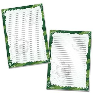 2 Briefblöcke Motivpapier To-Do-Liste Fußball Briefpapier für Jungen Mädchen Kinder Fussball schwarz grün (2 Blöcke A4 mit je 25 Blätter)