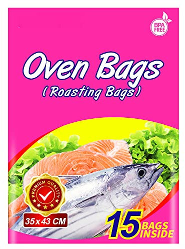 15×Roasting Oven Bags, Cooking Roasting Bags Medium Size for Meats Chicken Fish Vegetables (1, 35 x 43 cm)