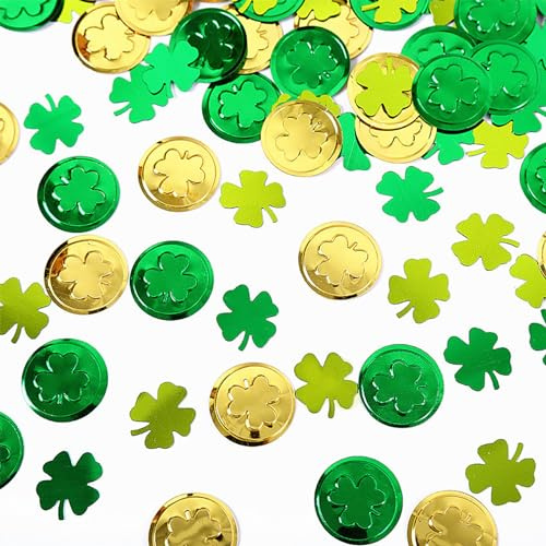 GoldRock Kleeblatt Glücksklee Konfetti Grün, 50 Stk Glücksbringer Streudeko Groß, Tischdeko Geburtstag, Silvester Deko, St Patricks Day Confetti, Glückssteine
