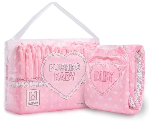 LittleForBig 5500-5800 ml Erwachsenen Gedruckten Windeln 10 Stück - Blushing Baby Hellrosa (M)