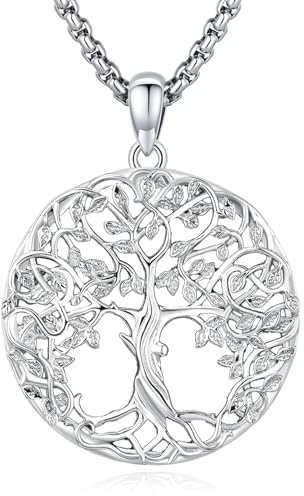 Eusense Collar Árbol de la Vida Colgante Árbol de la Vida Collar de Plata de Ley 925 Colgante Joyería Regalo para Mujeres Señoras Niñas Día de la madre
