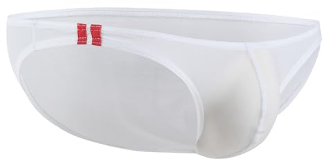 Maiclaice Hombre Seda De Hielo Talle Bajo Elastica Bikini Mini Slips Ropa Interior Blanco X-Large