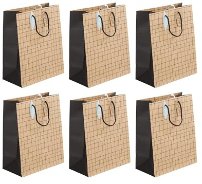 Clairefontaine 28794-2Cpack - Packung 6 Geschenktasche - Tüte Kraft, Format L (26,5x14x33 cm), 210g, geeignet für Geschenke, Geo - Weiß - Blau, 1 Pack