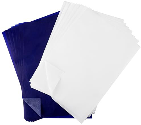 Jostift 100 Blatt Kohlepapier Pauspapier A4 Durchschlagpapier,Weiß Transferpapier Kohlepapier zum Nachzeichnen Schwarz Carbon Papier Tracing Paper für Musterübertragung auf Holz Stoff Leinwand
