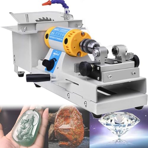 Lucidatrice multifunzione per gioielli da roccia - Tornio da banco con buffer Gem Rock da 750 W, lucidatura con smerigliatrice da banco a velocità variabile regolabile 800-10000 giri/min