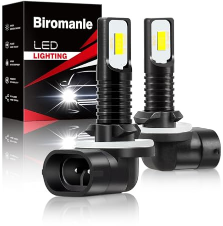 Biromanle 881/886/894 fog lamp bulbs Compatible with Golf Cart EZGO, Club Car DS & Precedent light bulb, Super Bright Fog Light Bulbs Golf Cart Light 6000K White,Easy to install,2-Pack