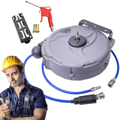 Pneumatic Hose Reel | 15meters Automatic Retractable Reel,Telescopic Drum Air Hose Reel Pneumatic Hose Yarn Clamping Tube for Garage Workshop