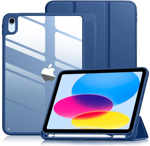 Vobafe Hülle für iPad (A16) 11. 11 2025/10 Generation 10.9 2022, Navy | Hart PC Transparent Cover Rückseite Schutzhülle, iPad Hülle mit Stifthalter, Unterstützt Touch ID, Auto Schlafen/Wachen