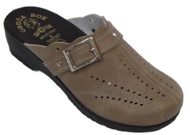 Dr Punto Rosso O504 Slip-on Womens Ladies Clogs Slides Mules Slippers Shoes, Beige, EU 37, UK 4
