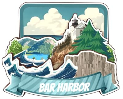 Kühlschrankmagnet aus Holz, Motiv: Bar Harbor, Maine, USA, Amerika, niedlich, 3D, Stadt, Reise, Souvenirs, Basteln, handgefertigt, Kühlschrankaufkleber, Zuhause, Whiteboard, Dekoration, Sammlung,