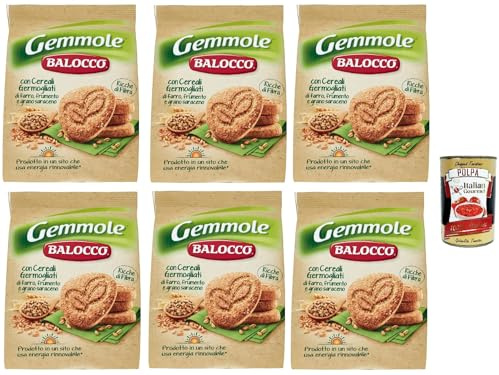 Italian Gourmet Gemmole biscotti integrali Vollkornkekse 6 x 700g mit Keim | Ricetta con cereali germogliati e zucchero bruno, ballaststoffreiche, Gesamtnettogewicht 4,2 kg + Kostenlos Polpa 400g