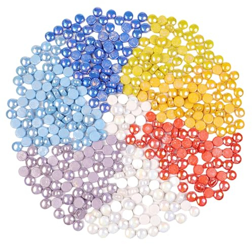 BTMIEY Jade Mosaikfliesen 12mm 500g Glas Circel Mosaik Mosaik (gemischte Farben irisierend)