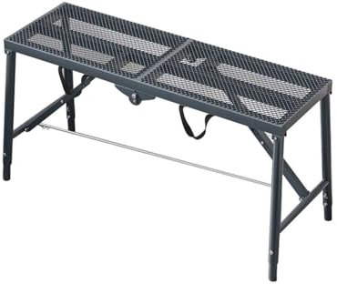 Piattaforma di Lavoro Piattaforma di Ponteggio in Metallo Pieghevole, Scala di Lavoro Antiscivolo, Banco di Lavoro Interno ed Esterno per Gradini, Sgabello per Imbianchini per Verniciatura(Gray,180x30