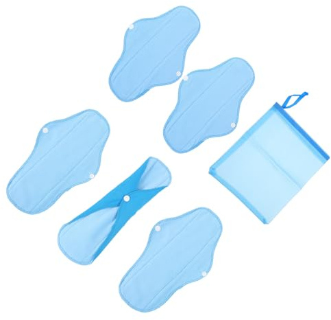 SAFIGLE 6 Stück Waschbare Damenbinden Aus Pul Stoff Saugstarke Menstruationskissen Mit Flügel Knopf Wiederverwendbar Mittlere Größe Wasserabweisend Für Reise Alltag