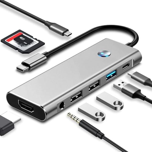 Suoxiom 9-i-1 USBC-hubbadapter, HDMI 4K, 3 USB A+1 USB C-dataportar