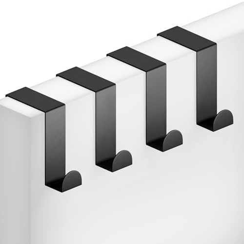 Minismus Confezione di 4 Porta Ganci – Attaccapanni Gancio In Acciaio Inox, Utilizzabili Singolarmente – Asciugamano, Accappatoio, Bagno Porte Appendino (Nero)