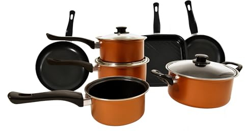 Carter & Clay Copper 10 Piece Cookware Pots & Pans Starter Set