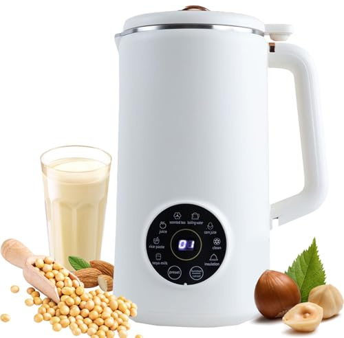 Nut Milk Maker, Automatic Soy and Almond Milk Machine with Timer, LED Display, Keep Warm and Auto Clean Features for Homemade Plant-Based Milk and Porridges