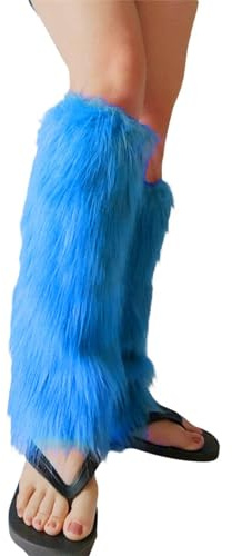 Flauschige Stulpen Damen Lange Beinstulpen Knöchelwärmer Winter Faux Fur Fuzzy Leg Warmers für Mädchen Frauen Y2k Knie Hoch Stulpen für Karneval Halloween Mottoparty Verkleidung