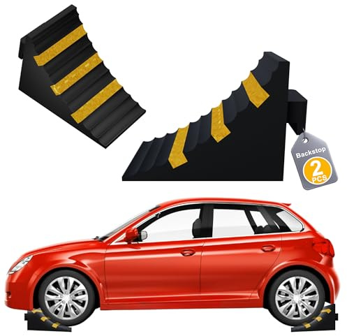 UISEBRT 2 Stück Gummi Unterlegkeil mit Griff,Robuste, rutschfeste LKW Radkeil,Unterlegkeile Anhänger Schwerlast für PKW, Anhänger, Wohnwagen, Auto, Wohnmobil Hänger,Schwarz & Gelb