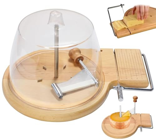 Rizador de queso de madera de haya, cortador de queso y cortador de queso, duro y blando, grosor ajustable, rulo de rueda, pelador giratorio, para máquina de afeitar de chocolate sin tapa