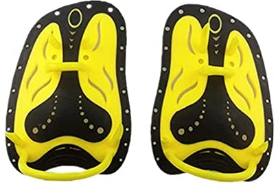 Justerbar Silikon Hand Simning Trax Paddlar fenor Flippers Webbed Training Pool Dykhandskar padel for män Kvinnor Barn Varmt Och BekväMt(Yellow)