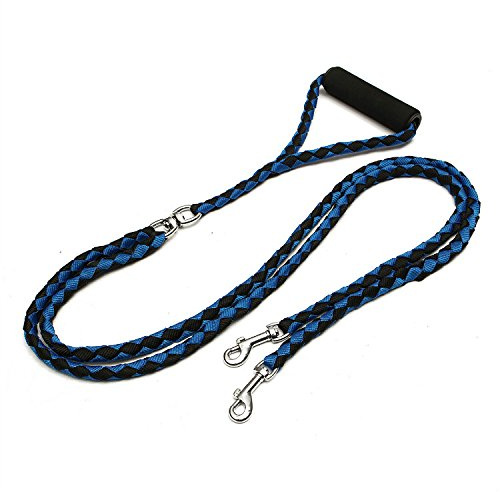 Hundeleine Doppelleine Splitter Dog Leine für Zwei Hunde Blau