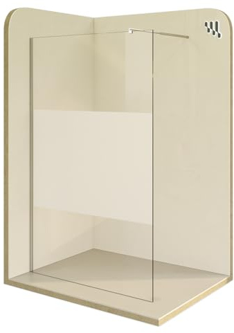i-flair Duschabtrennung Walk In FIONA 140x200 cm Duschwand Dusche 10mm STARK aus TEILSATINIERTEM NANO ESG Sicherheitsglas mit EDELSTAHL Wandprofil #740