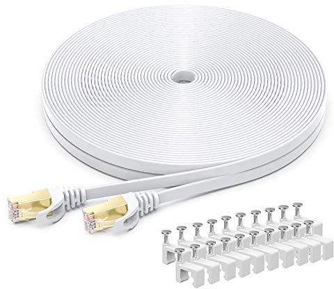 BUSOHE Cat 8 Ethernet-Kabel 20m, Hochgeschwindigkeits- Gigabit RJ45 LAN Netzwerkkabel, 40Gbps 2000Mhz Internet Patchkabel Kompatibel mit Router, Modem, PC, Laptop, Drucker (weiß)