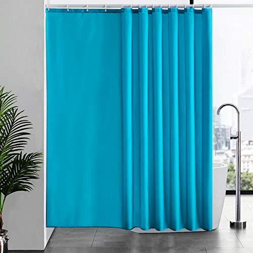 Furlinic Duschvorhang 244x200 für Badewanne Mit Gewicht Aquamarine Textil | Waschbar Polyester Stoff Antischimmel Wasserdicht Schwer Hochwertig Meer Extra Breit Badvorhang mit 16 Duschringen.