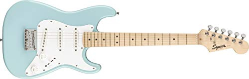 Fender FSR Squier Electric Mini Stratocaster, E-Gitarre, Daphne Blue, ideal für Gitarren-Anfänger
