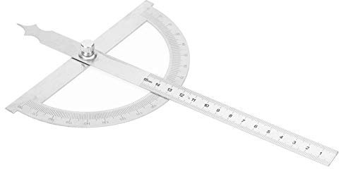 Righello goniometro, righello goniometro, righello cercatore angolare in acciaio inossidabile con dado di bloccaggio, righello e goniometro Combinazione 2 in 1 per una facile misurazione(150 * 200 mm)