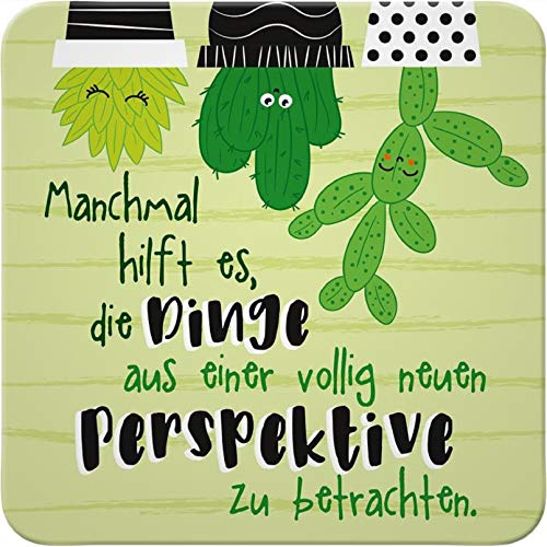 Sheepworld - 46756 - Untersetzer, C3, Manchmal hilft es, die Dinge aus Einer völlig neuen Perspektive zu betrachten., Kork, 9,5cm x 9,5cm