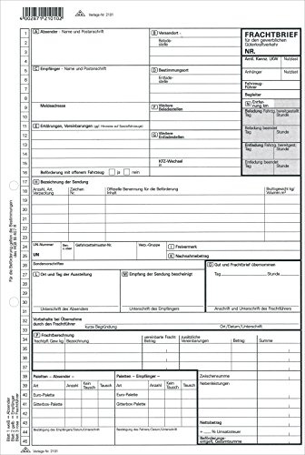 RNKVERLAG 2101 - Frachtbrief für den gewerblichen Güterkraftverkehr - SD, 1 x 3 Blatt, DIN A4, 50 Stück